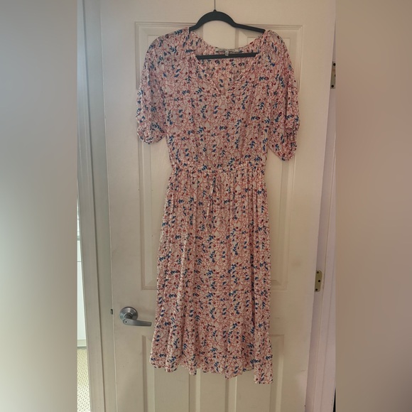 Collective Concepts Pink and Blue Floral Midi Dress - Picture 1 of 10